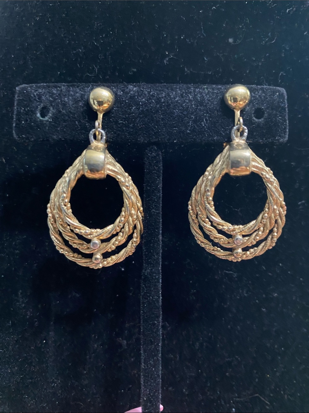 Sarah Coventry Gold-Tone Twisted Hoop Drop Earrings